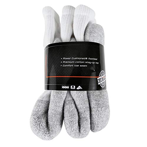 POWER-CUSHIONED Performance Crew Large 6 Pair Pack (White), LARGE (Men's shoe size 9-12)3