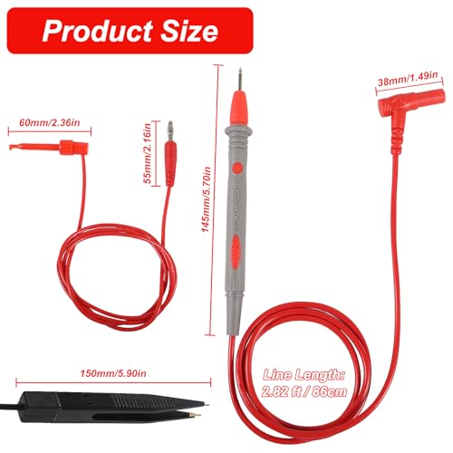Image of Electrical Multimeter Test Leads Set, Professional Test Leads Set with Alligator Clips, Test Hook, Test Probes Lead kitfor Digital Electrical Testing