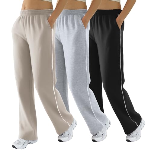 DITOK Baggy Sweatpants for Women, Comfy Straight Wide Leg Fleece Elastic Waist, Women's Workout Casual Lounge Ladies Pants