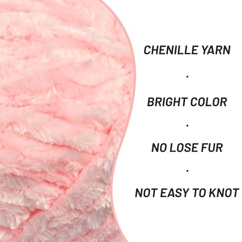 Image of Fuzzy Chunky Chenille Yarn for Crocheting,Soft Plush Yarn for Hand Knitting,Bulky 100 g(49.2 yd) Baby Blanket Yarn for Crocheting Amigurumi Yarns,Crochet Fluffy Velvet Yarn (Pale Pink)