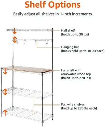 Amazon Basics Baker's Rack, Wood/Chrome