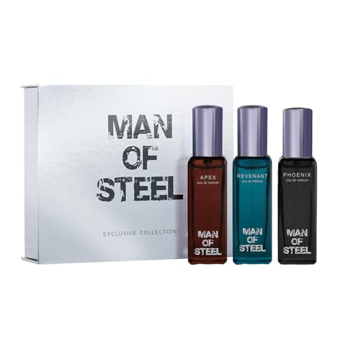 Image of MAN OF STEEL Perfume Gift Set for Men - 20ML Each | Apex, Phoenix, Revenant | Long Lasting Luxury Perfume EDP
