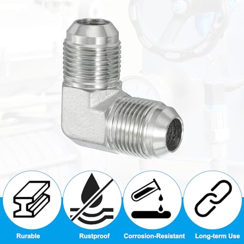 Image of PATIKIL Hex Reducing Nipple Connectors Pipe Adapter 7 /8 inch Male 37 Flare JIC x 7 /8 inch g Male 90 Adapter, Pipe Fitting Reducer Nipple Adapter Plated Steel Hydraulic Fitting