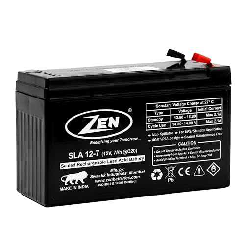 Image of Zen 12Volt 7Ah SMF VRLA | UPS Inverter Battery | for Spray Pumps, Solar