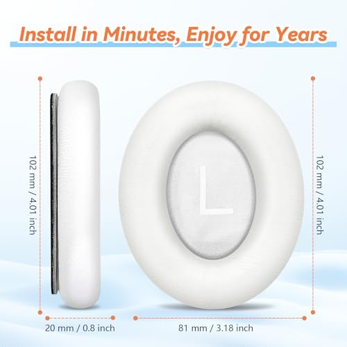 Image of Aurivor Replacement Ear Pads for Bose QuietComfort 45 35 ii (QC45 QC35) Headphones, Anti-Tear Earpads Cushions for QC SE SC & New Quiet Comfort (Deep Bass), Softer Foam & Leather (White)