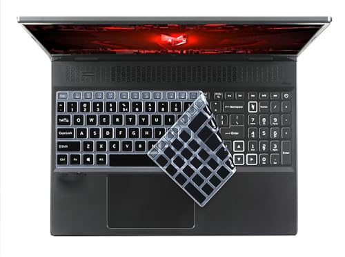 Silicone Keyboard Cover Skin Compatible for Acer Nitro 5 AN515-58/57/56/54/55/45/43/44 AN517-54/53/51/52 15.6' 17.3', Acer Predator Helios 300 PH315-54/53/52 PH317-56/54/53 15.6' 17.3' (Black)