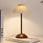 BomKra Cordless Table Lamp Minimalist Touch Lamp Dimmable 3 Color Bedside Lamp Rice Paper Walnut Wood Rechargeable Night Light for Bderoom Living Room Dinner Bar