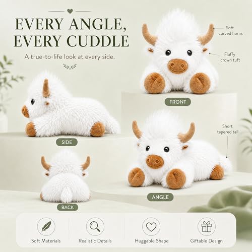 Image of JDF 5lbs Highland Cow Weighted Stuffed Animals, 22in Giant Highland Cow Gift Plush Toy, Adorable Stuffed Animal Adults & Kids Highland Cattle Plushie Pillow Decor