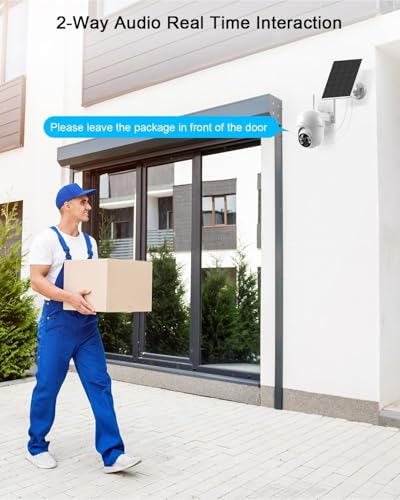 ANRAN 2K Cámara Vigilancia WiFi Exterior Solar, Detección de Movimiento PIR, Visión Nocturna a Color, Audio Bidireccional, Cámara 360 Exterior, Alarma de Luz y Sonido, Compatible con Alexa, Q01