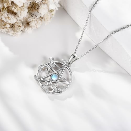 Collar Pentagrama Plata S925 Joyería Wicca para Mujeres Collar Pentagrama Plata S925 Joyería Wicca para Mujeres