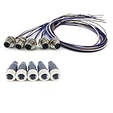 5 Stück M12 4-polige A-Code-Buchse für PG7-Kabel + 5 Stück M12 4-poliger A-Code-Stecker, rückseitige Montage, Kabel (0,50 m), IP67 wasserdichte Feldmontage, kabelbarer Rundstecker, 250 V, 4 A
