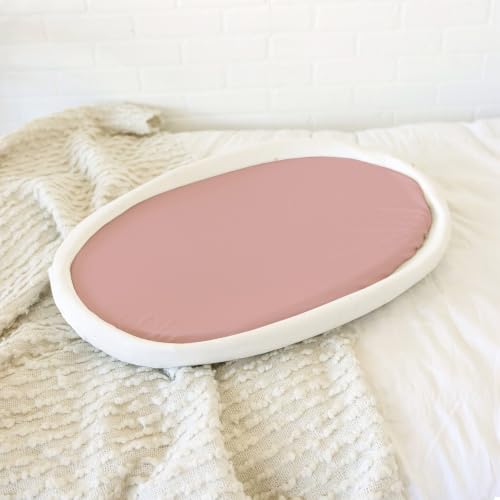 Image of Baby Bassinet Sheets Girl (Juliette) 2-Pack - Fitted Bedside Bassinet Sheets - Buttery Soft Cotton Blend for Standard Bassinet Mattress Pad - Compatible with Halo Bassinest
