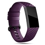 Onedream Kompatibel für Fitbit Charge 3/ Charge 4 Armband für Damen Herren, Silikon Sport Ersatzarmband Kompatibel für Fitbit Charge 4/ Charge 3/ Special Edition Uhr Tracker, Zubehör Armband Lila