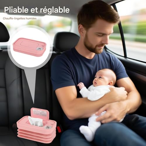 Chauffe-lingettes bébé pliable avec 3 modes de température pour voyages