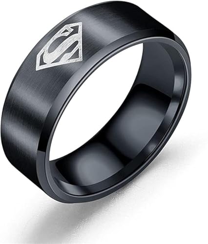 Men's Super Man SuperHero Titanium Ring Size 6-13 Unisex 5 Colors Comics Band Steel