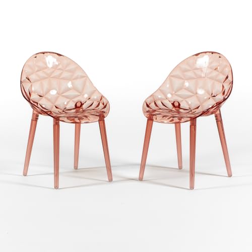 SIEDITI FUORI E DENTRO Chaises de Salle à Manger Transparentes en Polycarbonate, chaises de Cuisine Design Moderne et élégant - Diamante (2 chaises, Rose)
