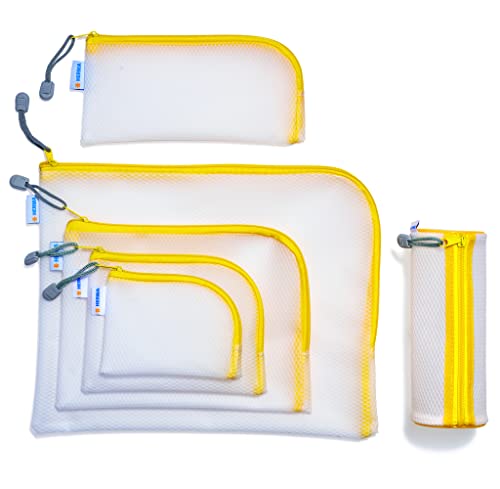 HERMA 20027 Zip Pocket Travel Case A6 Transparent Yellow, Small Lockable Transparent Pocket with Zip - Image 3