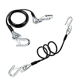 JEXTRA 44' Trailer Safety Cables,elf-Coiling Towing Coiled Safety Cables with Vinyl-Coated,17/32' S-snap Hooks with Safety Latches, 7,500 Lbs Break Strength, 2 Pack