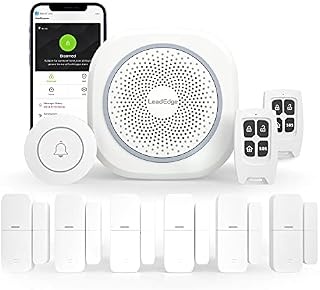 LeadEdge AS100 Wifi Smart Alarm System Wireless, 1 Siren, 6 Door Sensors, 2 Remote Controls and 1 Doorbell home security alarm system real-time app push, works with Alexa