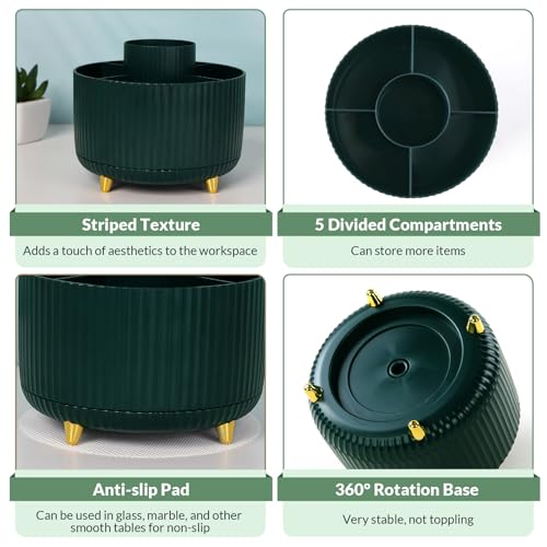 Skydue 360 Degree Rotating Desk Organizer, Dual-Purpose Pencil Pen Holder For Desk, Rotating Desk Pen Organizer With 5 Slots thumb #5