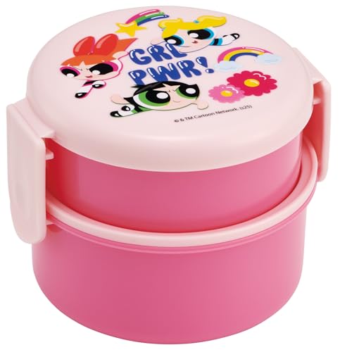 スケーター(Skater) 弁当箱 抗菌 2段 ランチボックス フォーク付き 丸型 おにぎり ケース 500ml 日本製 レンジ対応 パワーパフガールズ ONWR1AG-A