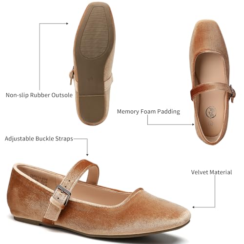 Image of Trary Mary Jane Shoes Women Woven Flats for Women Dressy Ballet Flats Squared Toe Mary Jane Flats Shoes