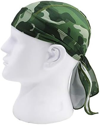 BEISIJIA Sports Cycling Cap Breathable Quick Dry Bandana Under Helmet Skull Cap Adjustable Cycling Hat Running Beanie Pirate Hat Headband for Men Women (5 Camouflage) (Camouflage Green) - Image 3