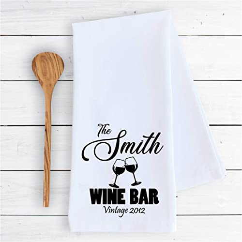 Kitchen Dish Towel The Wine Bar Custom Family Name And Date Funny Cute Kitchen Decor Drying Cloth…100% Cotton #TOP1