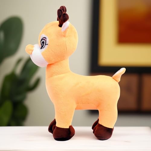 Image of EITHEO Deer Stuffed Plush Soft Toy 30 cm, Cute Teddy Bear Style Animal for Kids Boys Girls, Baby Soft Toys Gift for Birthday, Baby Shower & Special Occasions (Yellow)