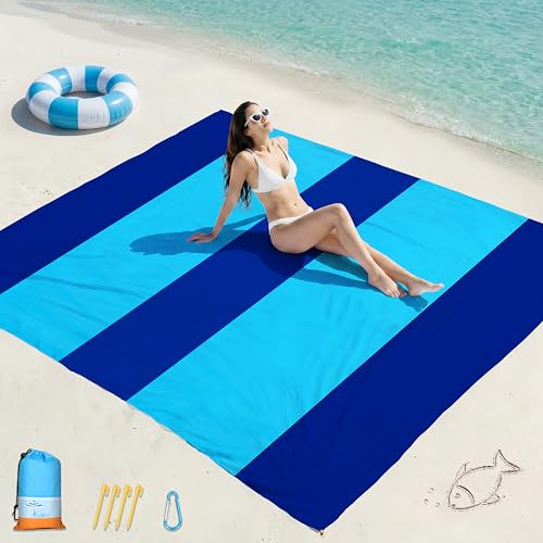 Famstar Beach Blanket Oversized Extra Large 78' X 81',Waterproof Sandproof Beach Blanket 1-7 Adults Lightweight Durable for Travel Camping Hiking Picnic