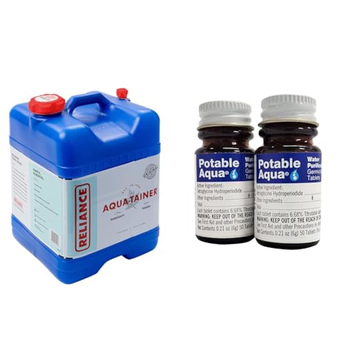 Aqua-Tainer 7 Gallon Water Container with Purification Tablets