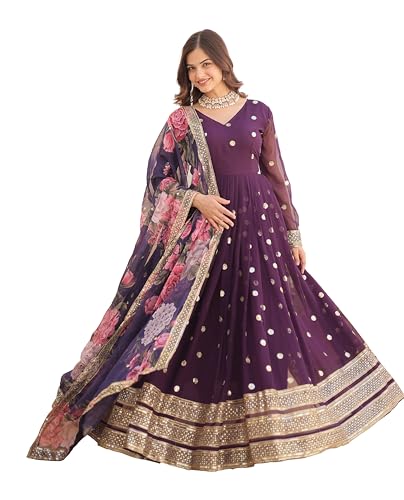 Image of Fashion Basket Georgette Embroidered Anarkali Kurta Set for Women