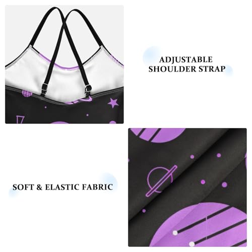 CHIFIGNO Cartoon Space Bathing Suit for Kids Quick Dry Crossback One Piece Swimsuit Girls 3T3