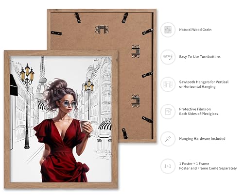 Image of Poster Master Lady in Red Print - Fashion Poster - Paris Designer Art - Modern Wall Design - Chic Gift for Women & Fashionista - Glam Decor for Bedroom or Girl's Room - 8x10 Beige Framed