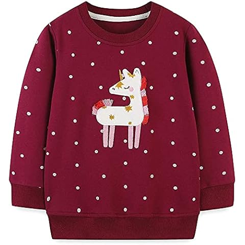 Baby Girls Unicorn Sweatshirt Jumper Pullover Cute Long Sleeved Tops Casual Cotton Tee Shirts Kids Clothes Age 5 Years Cover