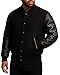III-Fashions College Baseball Varsity High School Letterman Bomber Black Wool + Faux Leather Jacket For Mens - chaqueta tipo letra