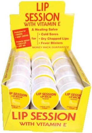 Lip Session Lip Balm Banana Flavor – 0.33 Oz. Jar – With Vitamin E & Cocoa Butter – Everyday Lip Care for Soft, Comfortable Lips (24 Pack)