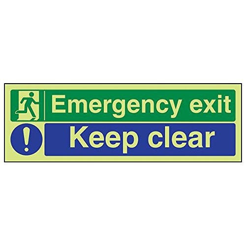 VSafety 63033AX-G Cartello Fotoluminescente "Attenzione. Mind The Step" 300x100 Mm. Plastica Rigida, Conforme ISO 7010, Colore Nero/giallo.