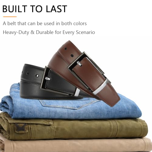 Image of DOOPAI Reversible Leather Belt for Men 1.25 inch - Dual Sided Dress and Casual Belt, Trim to Fit, 2 Styles in One Belt