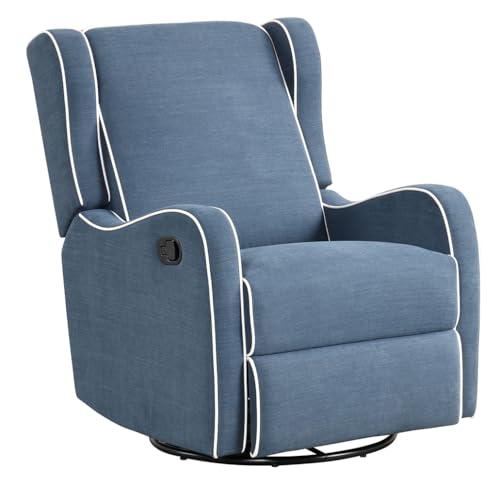 Image of Angel Line Rebecca Upholstered Swivel Gliding Recliner, Blue