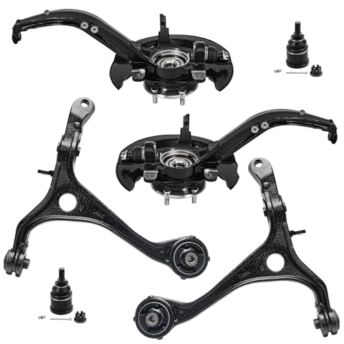 Image of Detroit Axle - 2.4L Front 6pc Steering Knuckles Kit for 03-07 Honda Accord w /Auto Trans., Steering Knuckle & Wheel Bearing Hubs Control Arms Lower Ball Joints 2003 2004 2005 2006 2007 Replacement