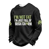 St. Patrick's Day Waffle Shirts for Men Long Sleeve Shamrock Flag Irish Tops Plus Size Holiday Pullover Muscle Tee（1-Black,3X-Large）