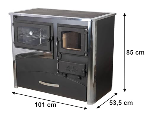 Foto von EEK A Kaminofen mit Backfach und Herdplatte ABC Concept 2 Air Links Mehrfachbelegung Holzofen 11,6 kW Kamin Ofen Holz Werkstattofen Schwedenofen Hüttenofen Heizofen Holzofen