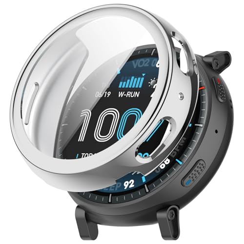 Amazfit Active Max�p�P�[�X�A1������ ���^���b�N�J���[ �\�t�gTPU�� Amazfit Active Max�J�o�[ �����p�X�N���[���v���e�N�^�[ �o���p�[�P�[�X �A�N�Z�T���[ (�V���o�[)