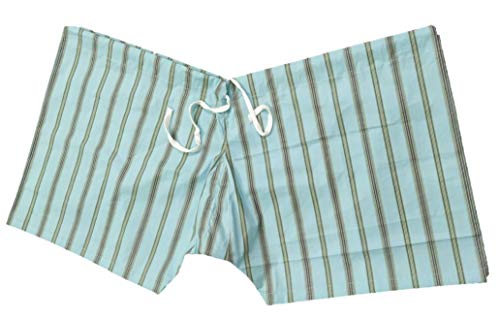 Image of Men's Lattha Traditional Pure Cotton Underwear aka Patta wala Janghiya, Dhari wala / Striped Undergarment, Khadi Latthe Ka Jangia, Nicker,Chaddi; Nade wala kachha with wide Miyani /Asan & Back Pocket & Drawstring /Nada