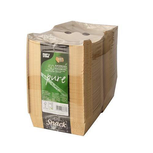 Papstar 50 scatole per Hamburger in Cartone Pure 7 cm x 11 cm x 11,5 cm Good Food Grande, riceverete 8 Confezioni da 50 Pezzi (Un Totale di 400 Pezzi)