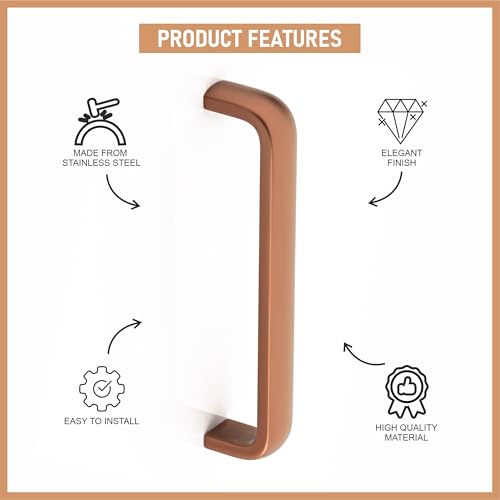 Image of 5.5 Inches PVD Rose Gold Stainless Steel Kitchen Cabinet Handles /Drawer Pull Handles for Cupboard & Almirah /Long Wardrobe & Furniture Door Handles(Pack of 6)