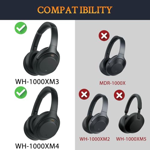 Image of SOULWIT Protective Headband Pad Cover for Sony WH-1000XM3 (WH1000XM3) /WH-1000XM4 (WH1000XM4) Over-Ear Headphones, Easy DIY Installation
