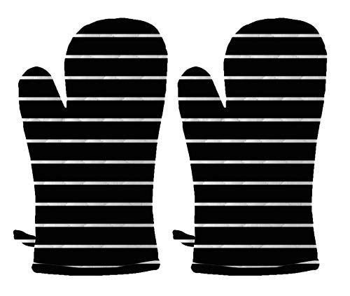 Image of Oasis Home Cotton Shell with Inner Polyester Printed Glove Set - Print Black Stripe (Pack of 2)