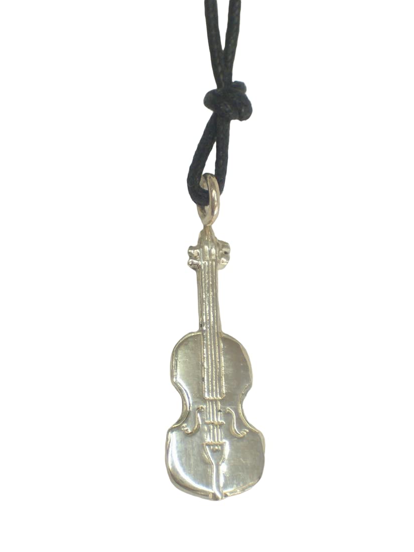 Violon pendentif en argent 925 avec ras-du-cou en corde pour violoniste